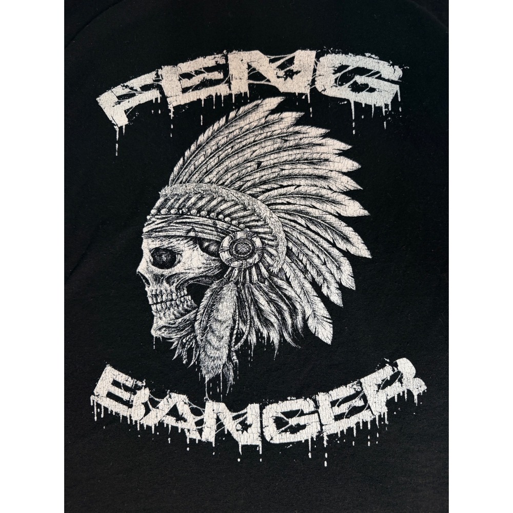 Fengbanger‎ Band T-Shirt Mens Large Black Headbanger Skull Graphic Tee Metal